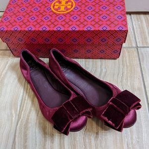 Tory Burch Burgundy Viola bow flats